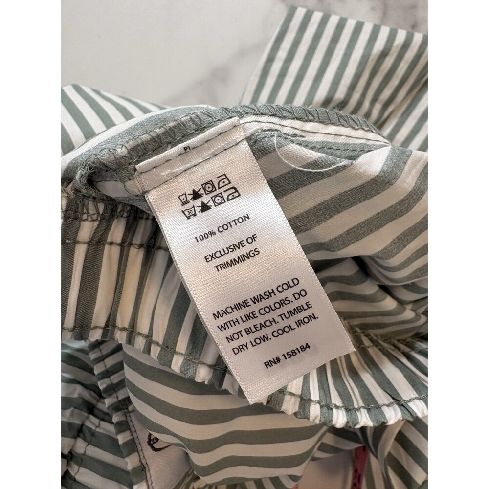 Happily Grey Boxer Pants Green and White Striped Size Large 100% Cotton - Picture 8 of 8